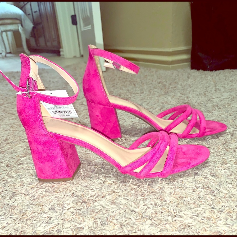 Hot pink short block heels